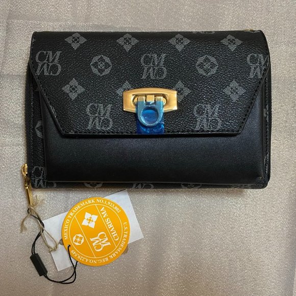 Charisma Handbags - NEW!!! Monogrammed Zip Around Crossbody Clutch- Black